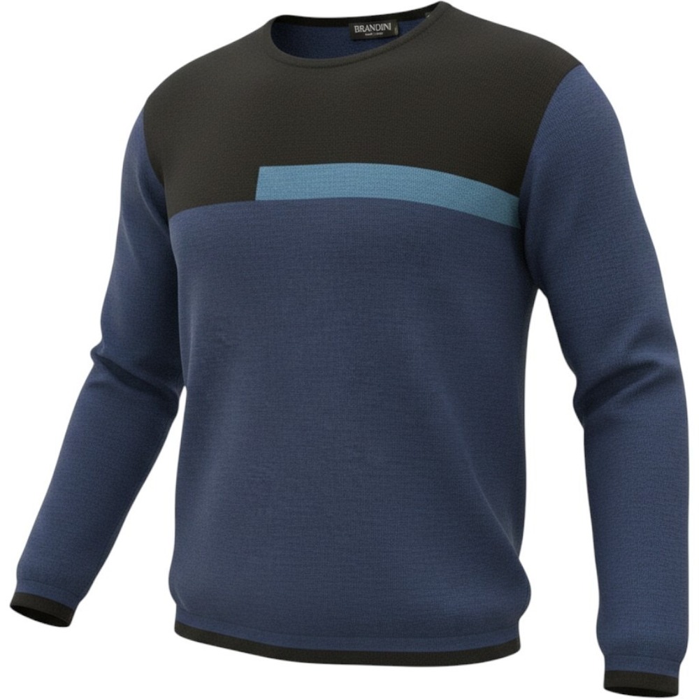 Brandini colorblock crewneck long sleeve pullover sweater casual Sz 2XL